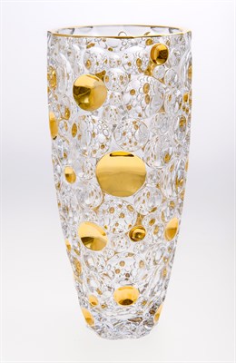 Ваза "LISBOA", 35 см; декор "Золотые круги", хрусталь, Bohemia Jihlava - фото 71638
