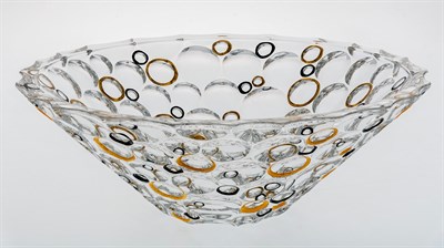 Салатник "LISBOA", 30 см; декор "Золотые и черные кольца", хрусталь, Bohemia Jihlava - фото 71647
