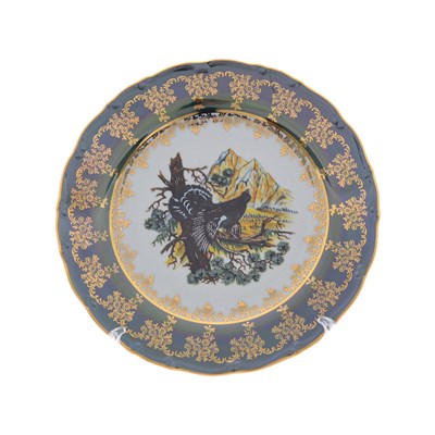 Набор тарелок Queen's Crown Aristokrat Охота зеленая 18 предметов - фото 80381
