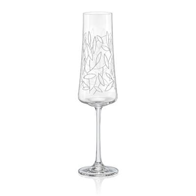 Набор бокалов для шампанского Экстра  210 мл (6 шт) декор "Листья" Crystalex - фото 80499