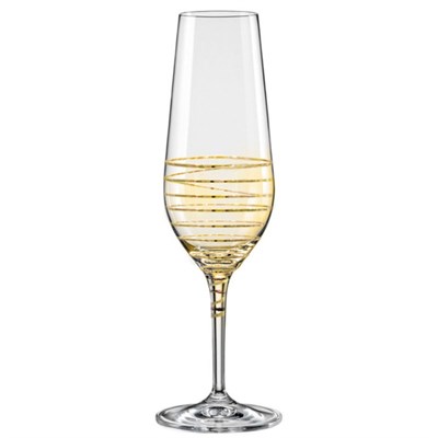 Набор бокалов для шампанского Аморосо 200 мл (2 штуки), декор "Золотая спираль" Crystalex - фото 80877