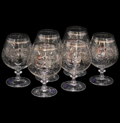 Набор бокалов для бренди Анжела 400 мл "Кант, платиновый узор" (6 штук) Crystalex - фото 82483