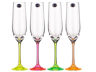 Набор бокалов для шампанского Виола неон (4шт) Crystalex - фото 82503