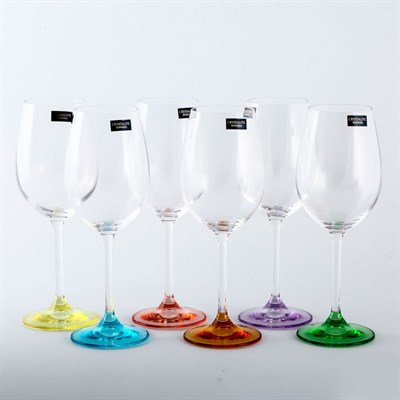 Набор бокалов для красного вина "COLIBRI" 450 мл "Color mix цветные ножки" (6шт), - фото 82639