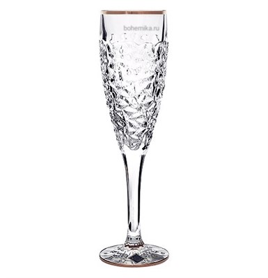 Набор бокалов для шампанского "NICOLETTE", декор "Отводка платина"; 180 мл (набор 6шт.), хрусталь, Bohemia Jihlava - фото 82665