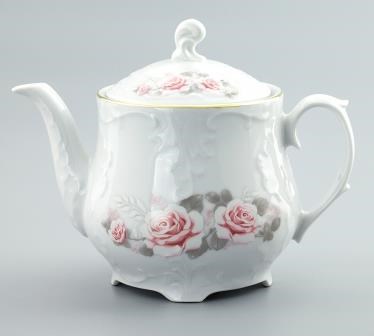 Чайник 550 мл Rococo, декор "Бледные розы, отводка золото" Cmielow - фото 82859