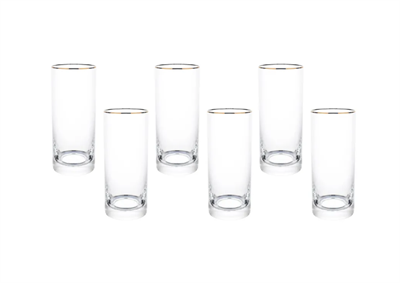 Набор стаканов для воды Барлайн 300 мл (6 штук), декор "Отводка золото" Crystalex - фото 83646