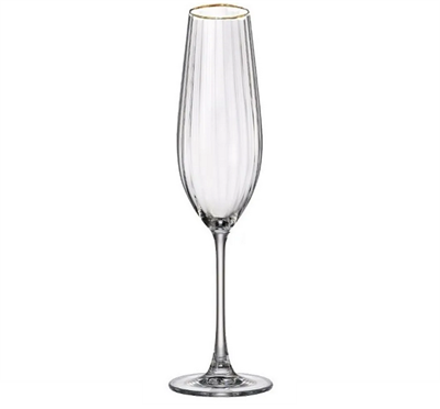 Набор фужеров для шампанского "COLUMBA OPTIC"; декор "Отводка золото", 260 мл (набор 6 шт) - фото 83768