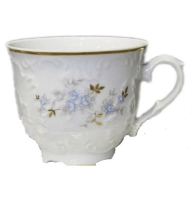Чашка для завтрака 330 мл Rococo, декор "Голубые цветы, отводка золото" - фото 83970