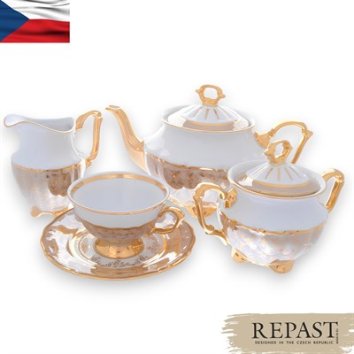 Чайный сервиз Repast Бежевый лист Мария-тереза 15 предметов на 6 персон - фото 85251