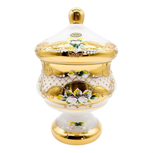 Конфетница Доза с крышкой 24 см, белая лепка 000041 - фото 93877