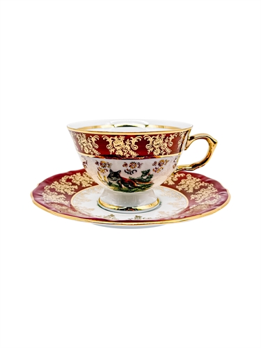 Набор чайных пар Красная охота / 6 шт / 200 мл / блюдце 155 мм / Royal Czech Porcelain 001036 - фото 95686