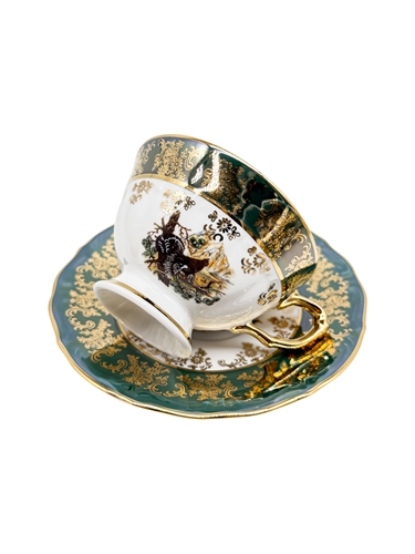 Набор чайных пар Зелёная охота / 6 шт / 200 мл / блюдце 155 мм / Royal Czech Porcelain 001014 - фото 95774