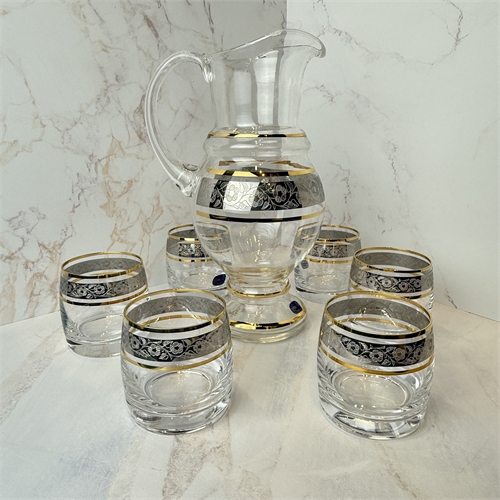 Набор для воды Панто "Идеал, цветочный узор на платине" CRYSTALEX (кувшин 1,5 л + 6 стаканов по 230 мл) 12626 - фото 96388