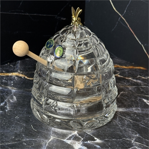 Банка для мёда "Пчелка" с палочкой, хрусталь 000635 - фото 96468