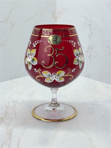 Фужер Юбилейный (35 лет) Красная лепка, 14 см 000363 - фото 96512