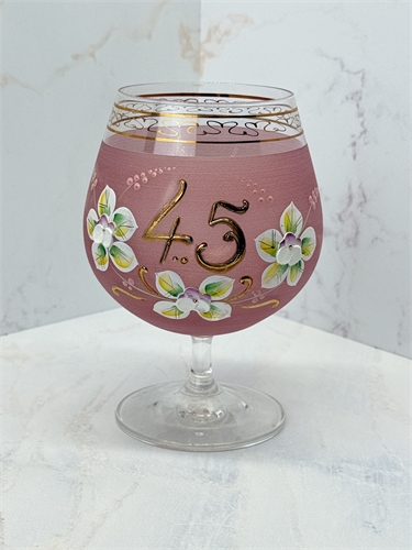 Фужер Юбилейный (45 лет) Розовая лепка матовый, 14 см 000371 - фото 96523