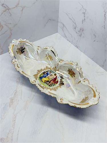 Сухарница лодочка Мадонна Перламутровая ажурная 29 см, Queens Crown 000696 - фото 96525