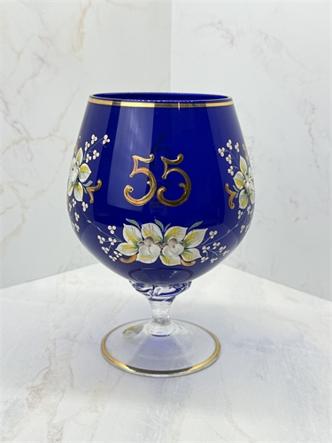 Юбилейный бокал 18 см, Большой, 55 лет, синяя лепка 000777 - фото 96528