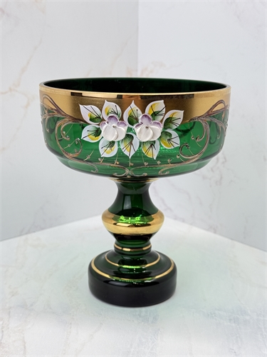 Конфетница на ножке (01415) 15 см, зеленая лепка 000921 - фото 96536