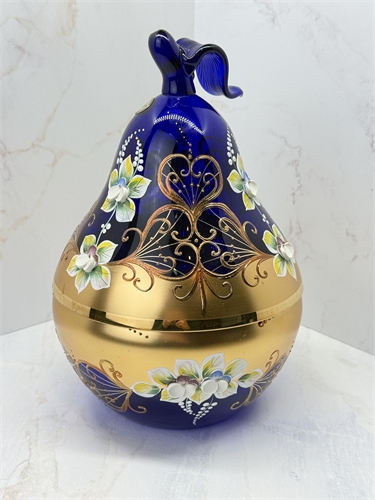 Конфетница с крышкой Груша 23 см, синяя лепка 000929 - фото 96538