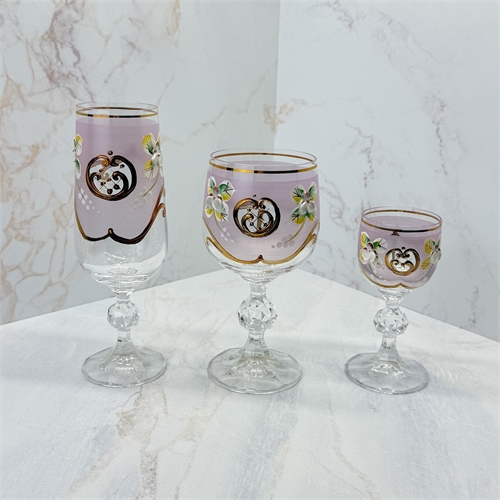 Набор 18 бокалов, розовая лепка (Вино / Шампанское / Водка) 000935 - фото 96539