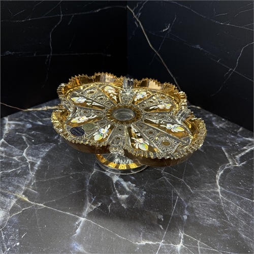 Конфетница 24 см (1803) на ножке, хрусталь с лепкой 000808 - фото 96605