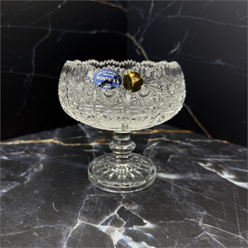Конфетница круглая 12 см на ножке (711), хрусталь снежинка 000834 - фото 96610