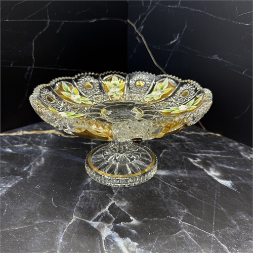 Конфетница на ножке плоская 19 см (8525) хрусталь с лепкой 001133 - фото 96633
