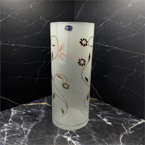 Ваза 30 см "Стакан" белая с золотыми узорами, Bohemia Crystal 000790 - фото 96637