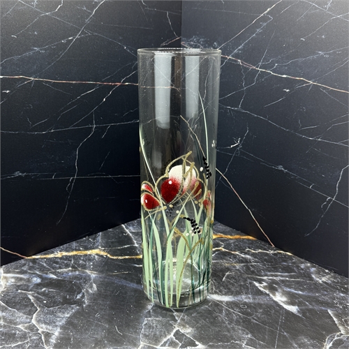 Ваза Стакан 26,5 см "Золотые бабочки" стекло 000912 - фото 96642