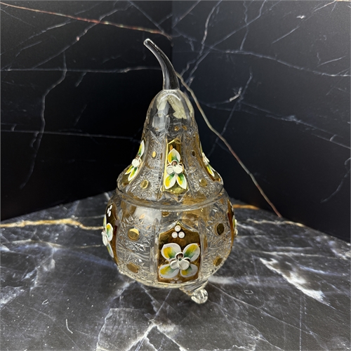 Конфетница с крышкой Груша 20 см, хрусталь с лепкой 001218 - фото 96671