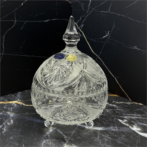 Сахарница с крышкой, 18 см (на трех ножках), хрусталь 001230 - фото 96674