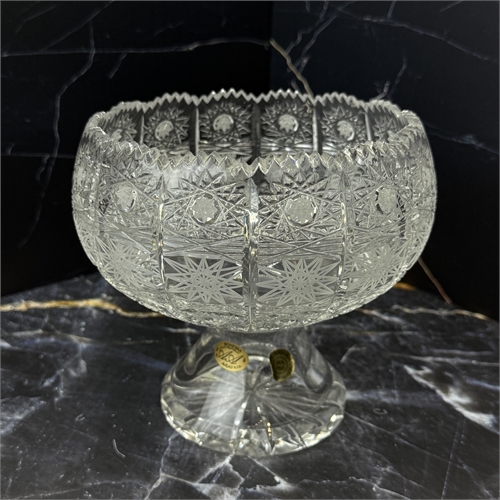 Конфетница (4408) 15 см круглая на ножке, хрусталь снежинка 001244 - фото 96683