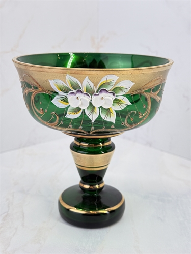 Конфетница на ножке 14 см (01460) Зеленая лепка 000928 - фото 96745