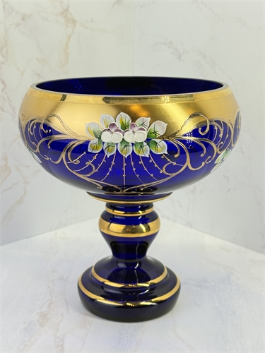 Конфетница на ножке 22 см (6333) Синяя лепка 001174 - фото 96749