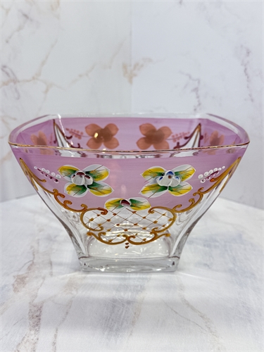 Конфетница 18 см, квадратная, розовая лепка 001236 - фото 96754