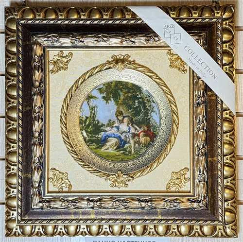 Панно Настенное 53 х 53 см Девушка в бело синем-платье лежа на Юноше 000762 - фото 96803