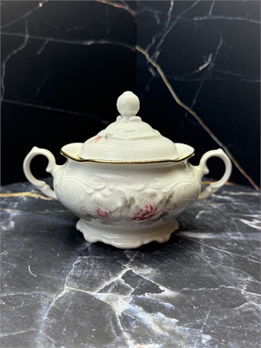 Сахарница 250 мл Бледные розы, отводка золото, Carlsbad 000772 - фото 96883