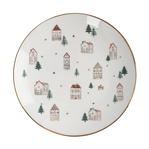 Тарелка 19 см "Домики и ели" ББ85700 - фото 97256