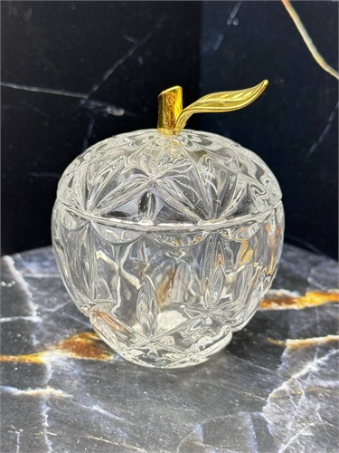 Конфетница яблоко (малое) стекло, с золотым хвостиком 000960 - фото 97590