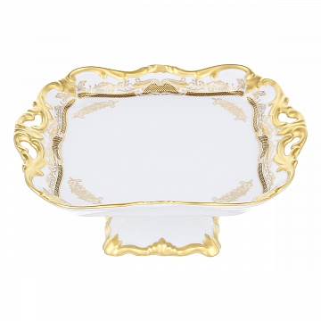 Блюдо квадратное на ножке 21 см "Симфония золотая" ББ231 - фото 97717