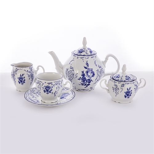 Сервиз чайный на 6 персон 15 предметов "Бернадот Синие розы" Bernadotte ББ26413 - фото 97820