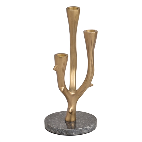 Подсвечник на 3 свечи 30 см "Erika" золотой ББ81688 - фото 97930