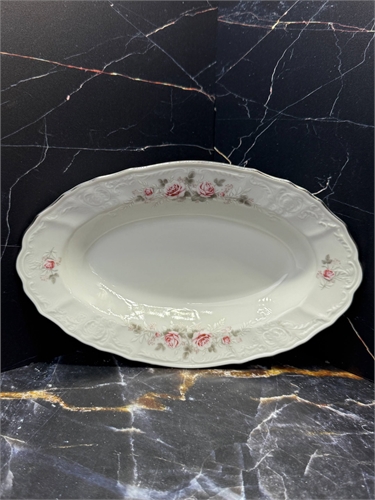 Блюдо овальное 24 см, Бледная роза отводка платина, Bernadotte 001299 - фото 98217