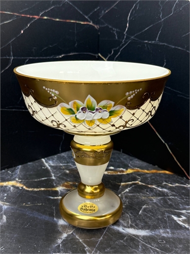 Конфетница 16 см на ножке (6222) Белая лепка 001257 - фото 98456