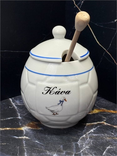 Фарфоровая баночка для Кофе/Какао, с ложкой, 500 мл, Dubi 001199 - фото 98599
