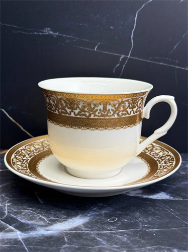 Чашка с блюдцем "White Gold Velvet" 220 мл / Barclis 001594 - фото 99139