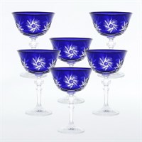 Набор бокалов для мартини синий Bohemia Цветной хрусталь 200 мл(6 шт)