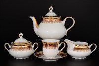 Чайный сервиз на 6 персон 15 предметов Констанция Рубин Золотой орнамент